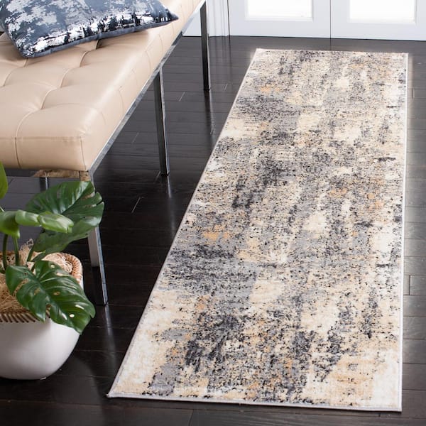 Amelia Gray/Gold 2 ft. x 8 ft. Distressed Runner Rug