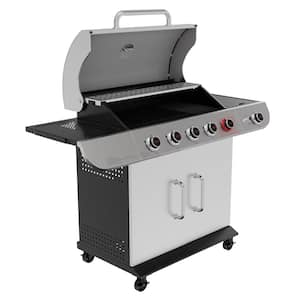 5-Burner Propane Gas Grill Stainless Steel Cabinet Style with 61,000 BTU Output, Silver