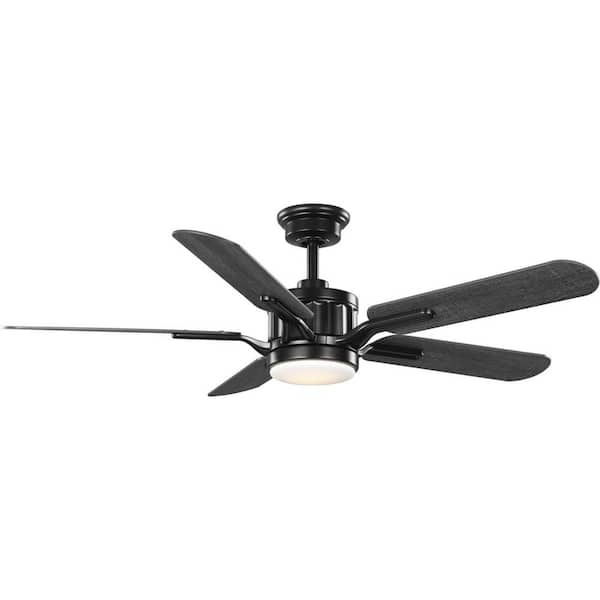 Claret 54 in. Indoor 5-Blade LED Reversible Black/Grey Weathered Wood AC Motor Ceiling Fan with Light and Remote