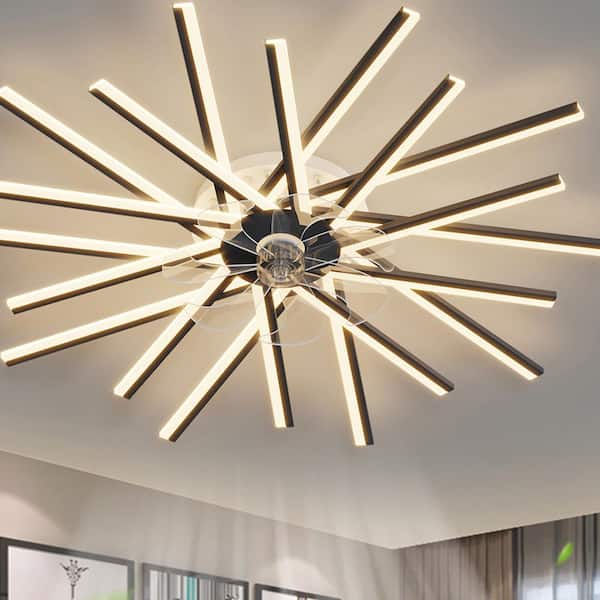 45 in. Smart Indoor Black Ceiling Fan with Integrated LED with Remote Control