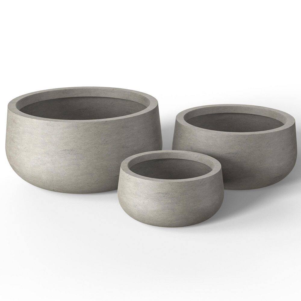 12.5 in. 16 in. 20.5 in. Light Gray(Enhanced Interior) Concrete Round Planter / Pot with Drainage Holes (3-Pack) price history on PriceWatchPro