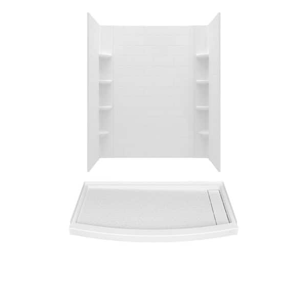 American Standard Ovation Curve 60 in. L x 30 in. W x 72 in. H Alcove Shower Kit with Shower Wall and Right Hand Shower Pan, Arctic White