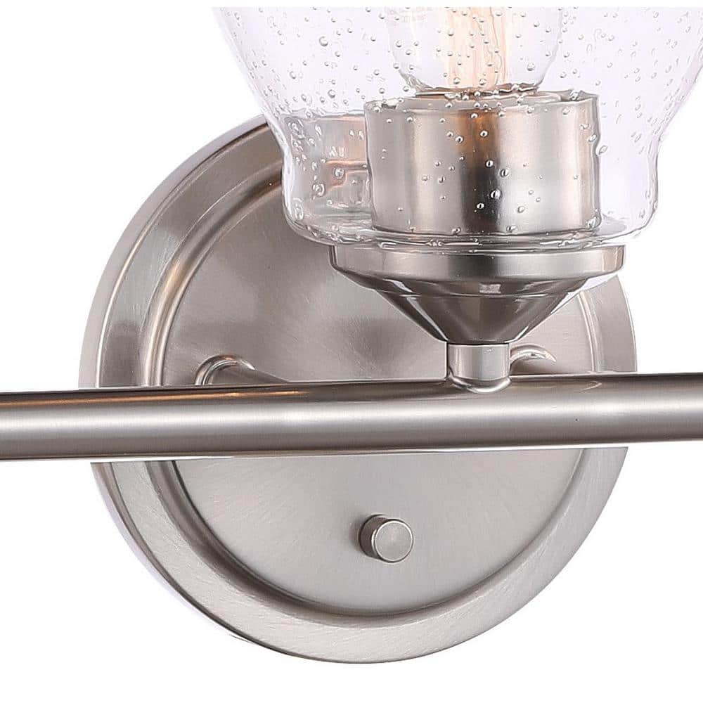 Brushed Nickel 3-Light Dimmable Vanity Wall Lamp with Clear Seeded Glass