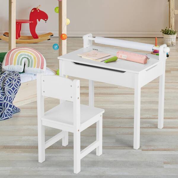 Costway 2-Piece Wood Top Toddler Craft Table and Chair Set Costway 2-Piece Wood Top Toddler Craft Table and Chair Set