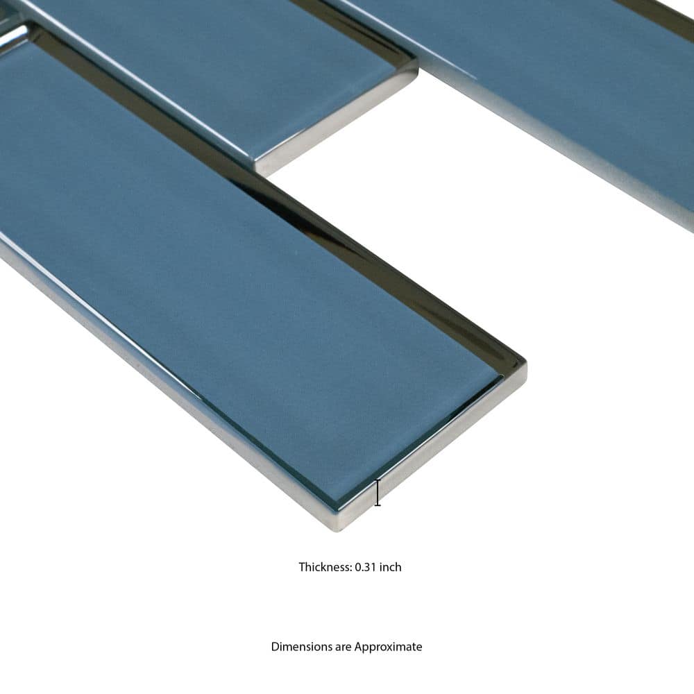 Haiku Sapphire 3x9 Beveled Glass Subway Tile Case