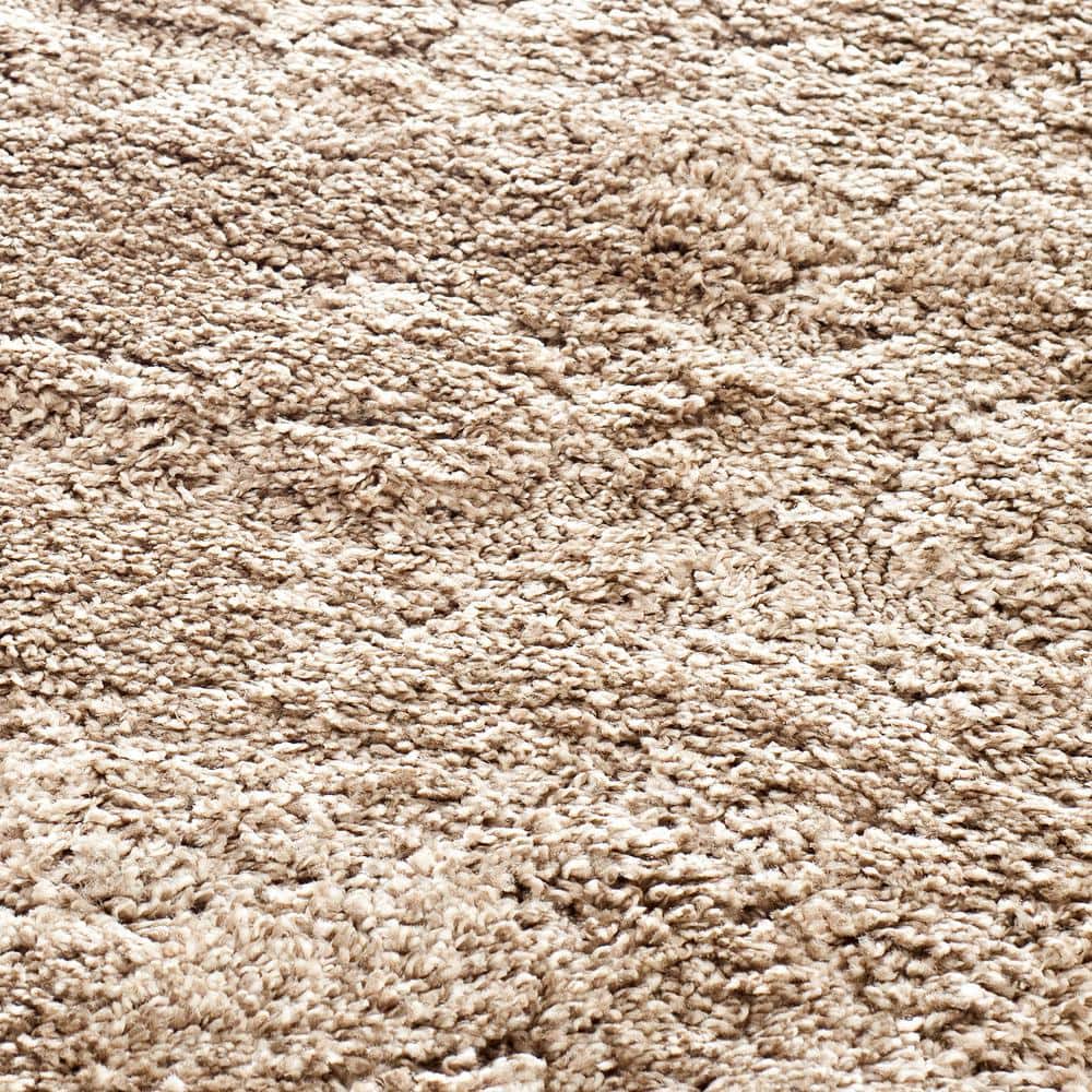Beige and Cream Floral Shag Synthetic Area Rug