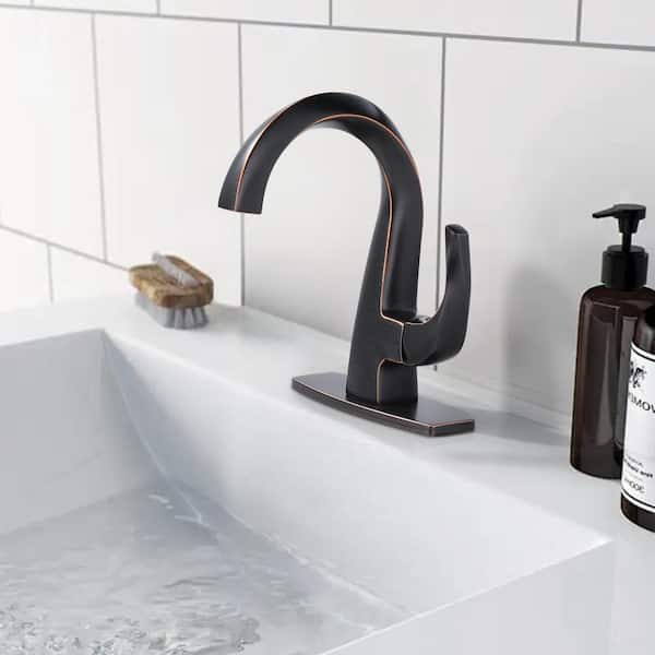 Single Handle Bathroom Faucet with Deckplate Included in Oil Rubbed Bronze