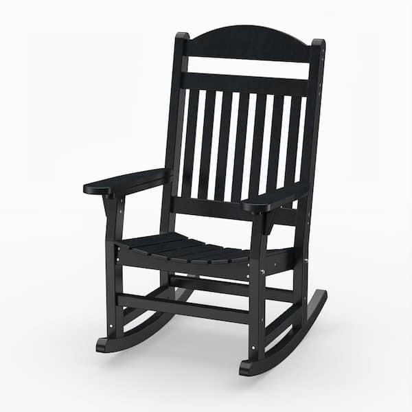 WILDRIDGE Heritage Black Traditional Rocking Chair Plastic Outdoor Rocking Chair