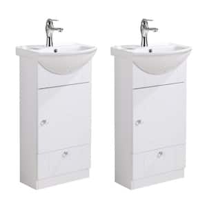 Small Vanity Sink Porcelain for Bathroom With Faucet Cabinets Pack of 2