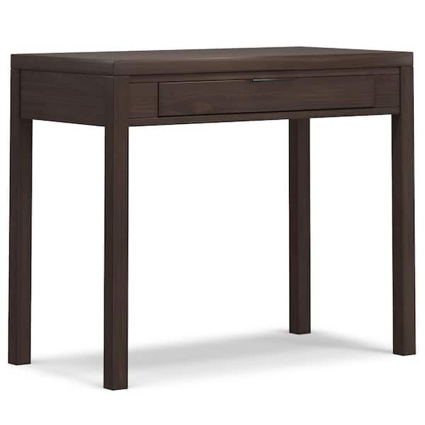 Hollander Solid Wood Contemporary 38 in. Wide Small Desk in Warm Walnut Brown