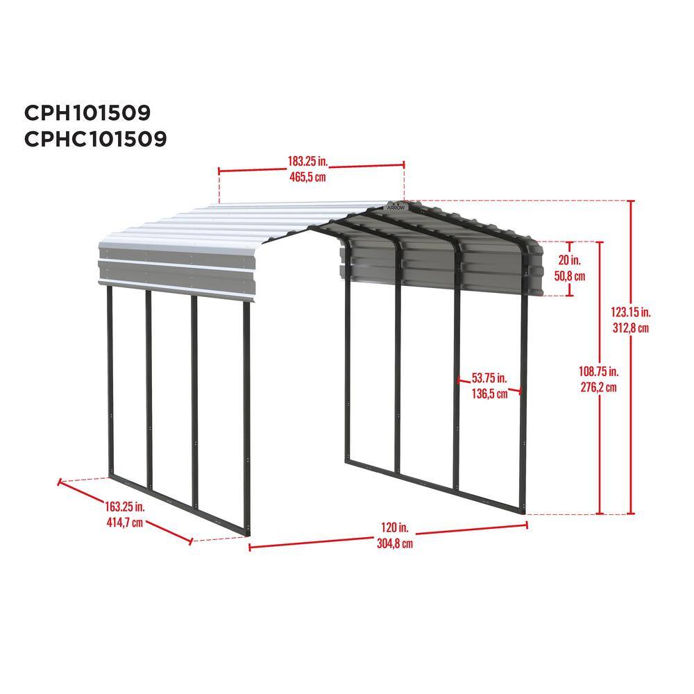 Eggshell Steel Frame Carport Kit with White Roof