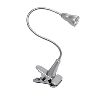 Sleek Essentials 22.75 in. Gray Silver Basic Clip-On LED Desk Lamp for Office with Flexible Gooseneck