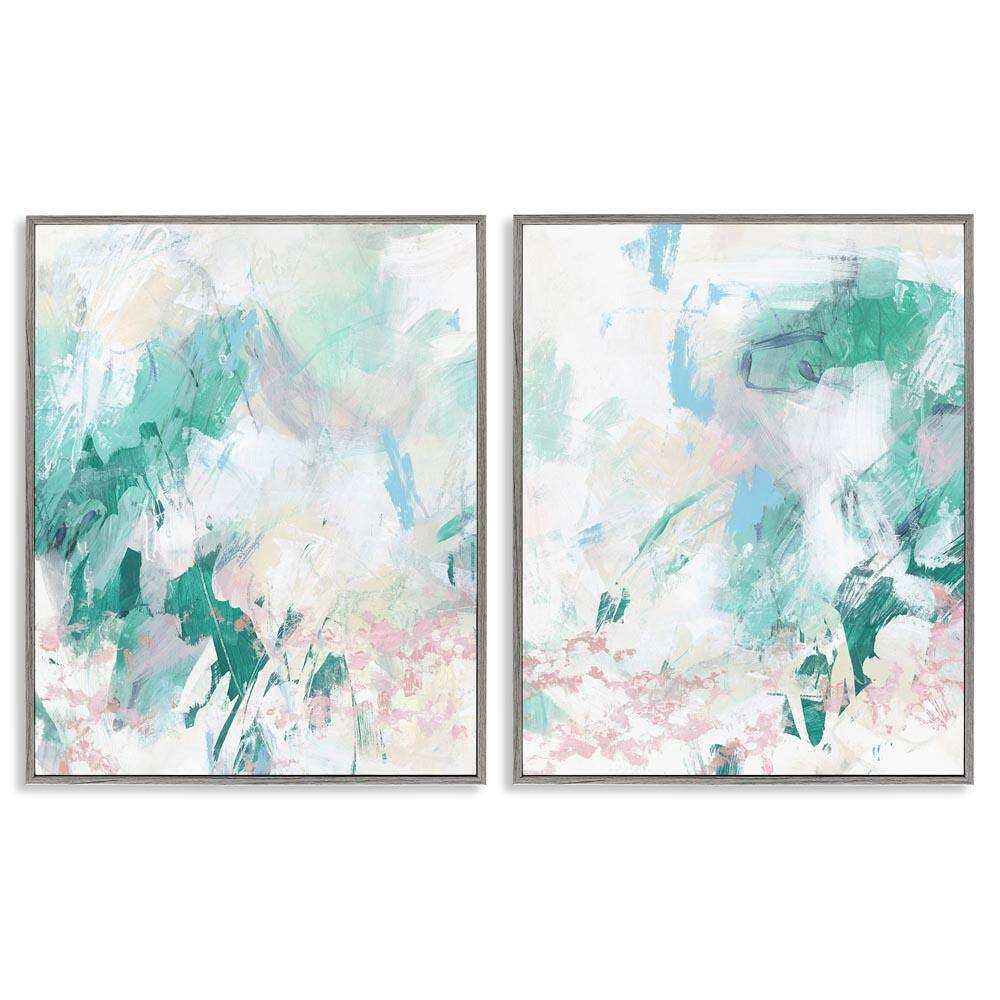 Abstract Splatter Green Detail by June Erica Vess 2-Pieces Gray Framed Abstract Giclee Art Print 14 in. x 11 in. price history on PriceWatchPro