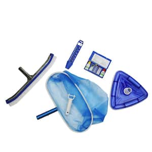 Deluxe Swimming Pool Kit - Vacuum Leaf Rake Wall Brush Thermometer and Test Kit (5-Piece)