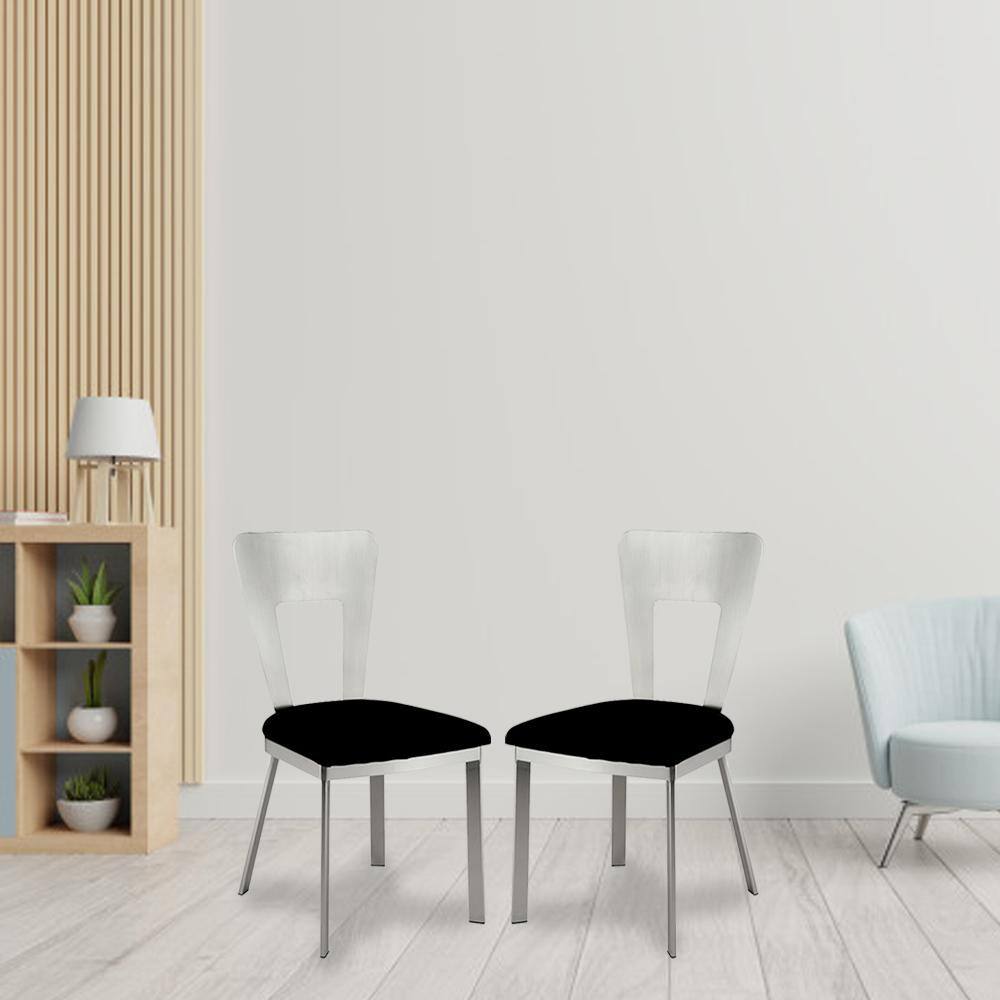 Nova Contemporary Microfiber Upholstered Side Chair in Silver/Black