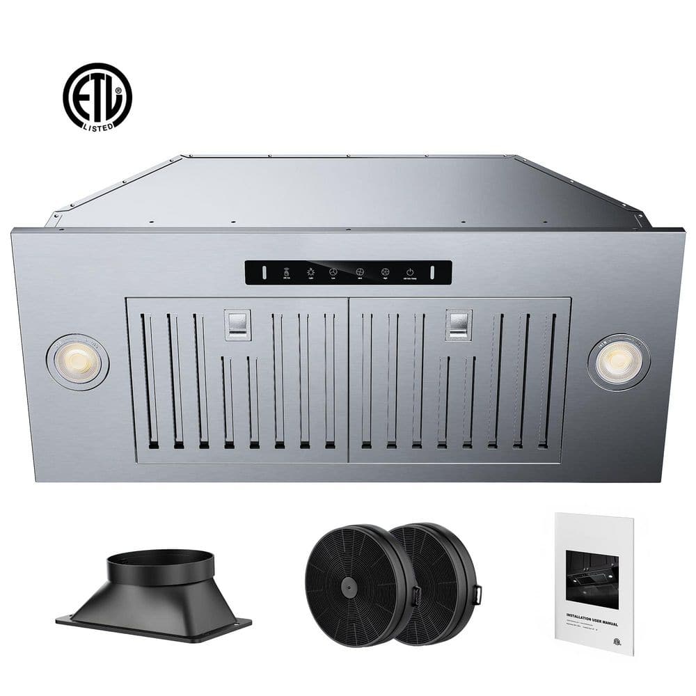 VIKIO 30 in. 900 CFM Convertible Ducted to Ductless Insert Range Hood in Stainless Steel with LED Lights and Gesture Control