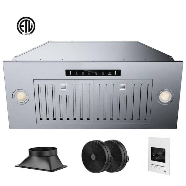 30 in. 900 CFM Convertible Ducted to Ductless Insert Range Hood in Stainless Steel with LED Lights and Gesture Control