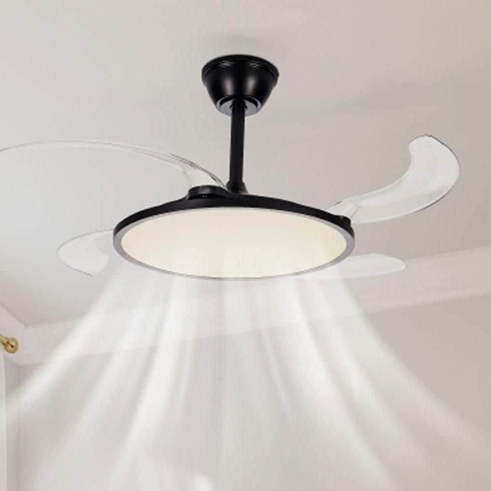 42 in. Modern Black Flush Mount Dimmable Ceiling Fan Light Kit with Standard Integrated LED Light and remote price history on PriceWatchPro