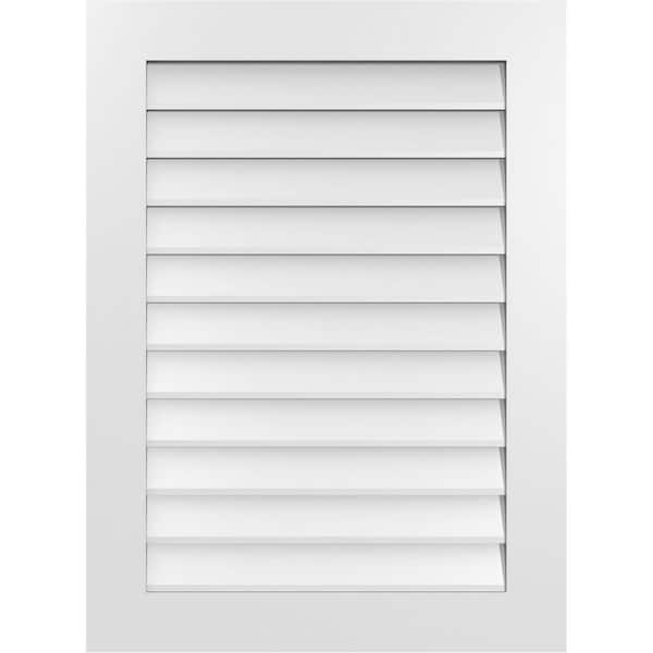 Ekena Millwork 28 in. x 38 in. Vertical Surface Mount PVC Gable Vent: Decorative with Standard Frame