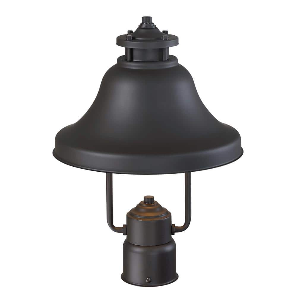 Bayport Black Steel Outdoor Post Lantern with Bell Shade