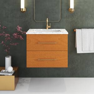 Napa 36 in. W x 22 in. D Single Sink Bathroom Vanity Wall Mounted In Pacific Maple  With Carrera Marble Countertop