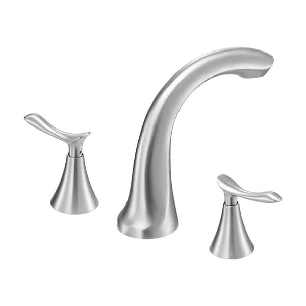 Roman Tub Faucet, 3-Hole Waterfall Bathtub Faucet Set with Gooseneck Spout and 2 Handles, Brushed Stainless Steel