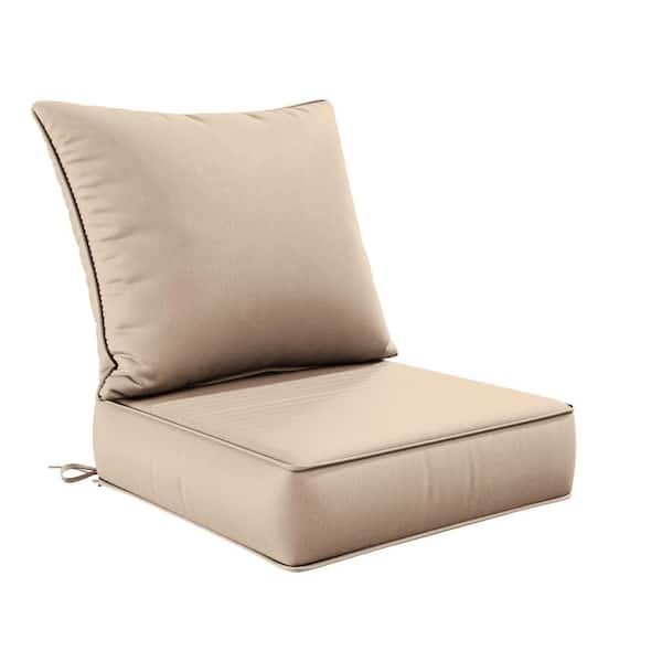 24 in. x 24 in. Deep Seat Outdoor Lounge Cushion with Backrest, Premium Waterproof Patio Furniture Cushions Sand