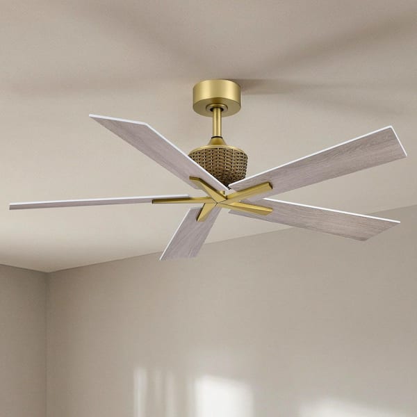 52 in. Gold Downrod Mount Standard Ceiling Fan with Remote Control, 6-Speed DC Motor