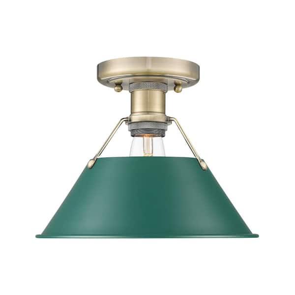 Orwell 10 in. 5 Light Aged Brass Flush Mount With Shade and No Bulbs Included 1-Pack