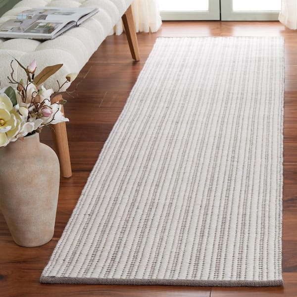 Vermont 2 ft. x 8 ft. Beige/Ivory Striped Modern Runner Rug