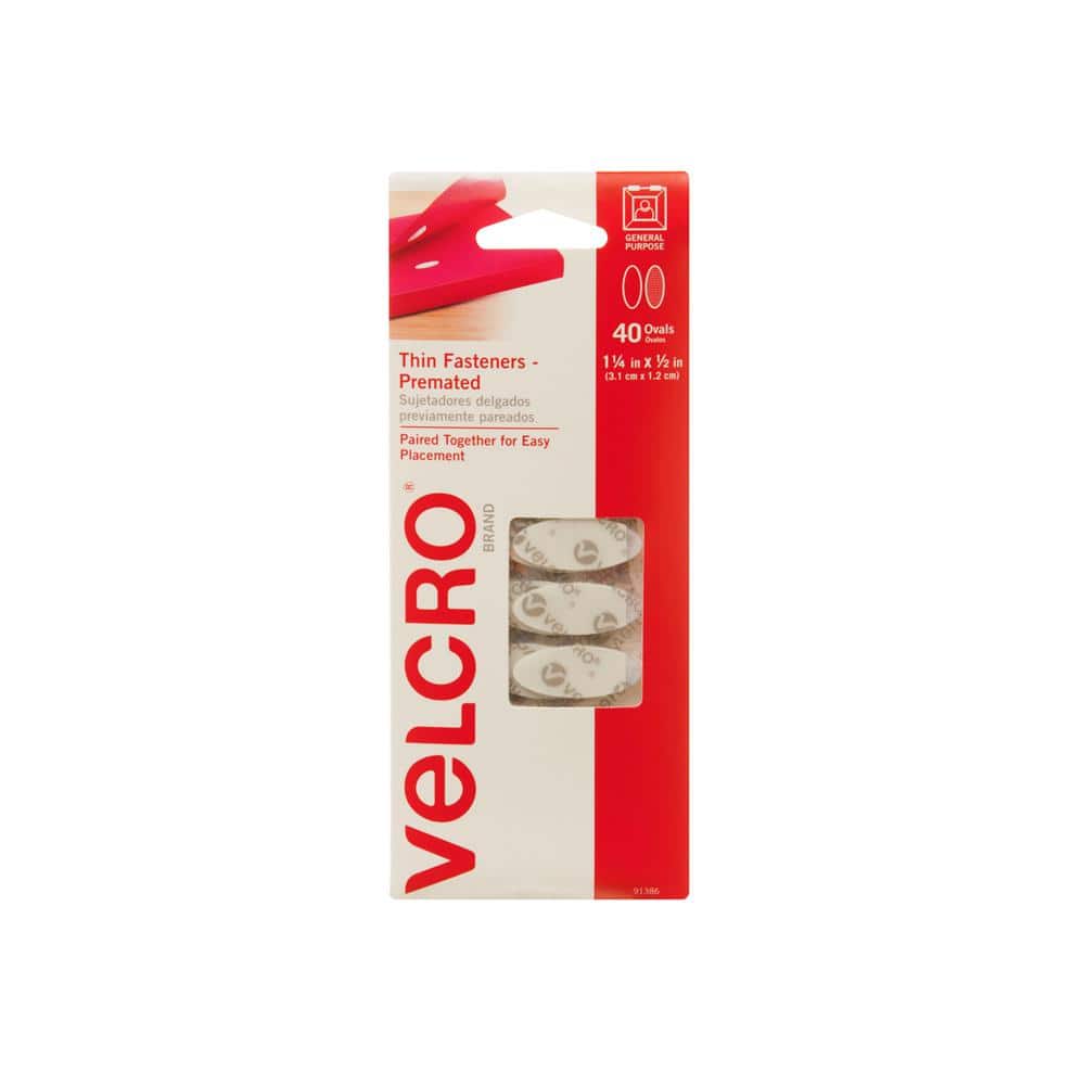 VELCRO Thin Fasteners Premated Oval, White (40-Count) 91386 - The