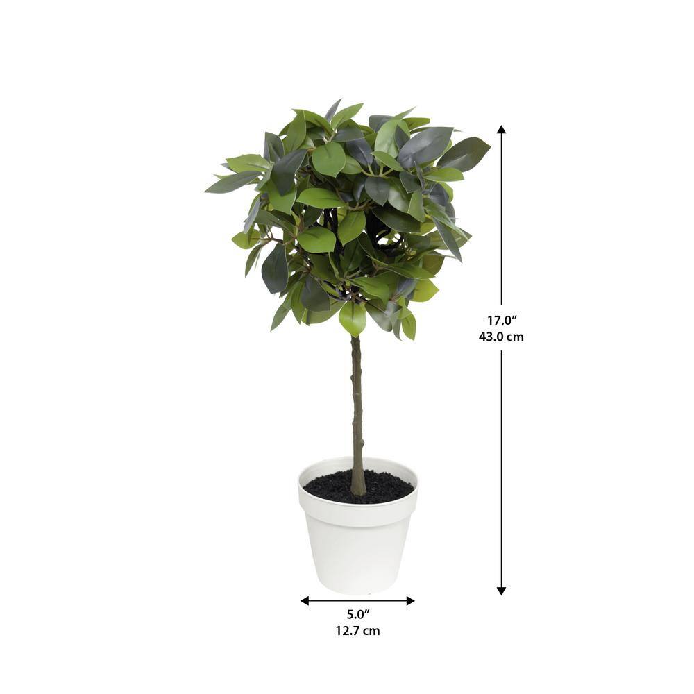 18" Silk Weeping Ficus in White Plastic Pot