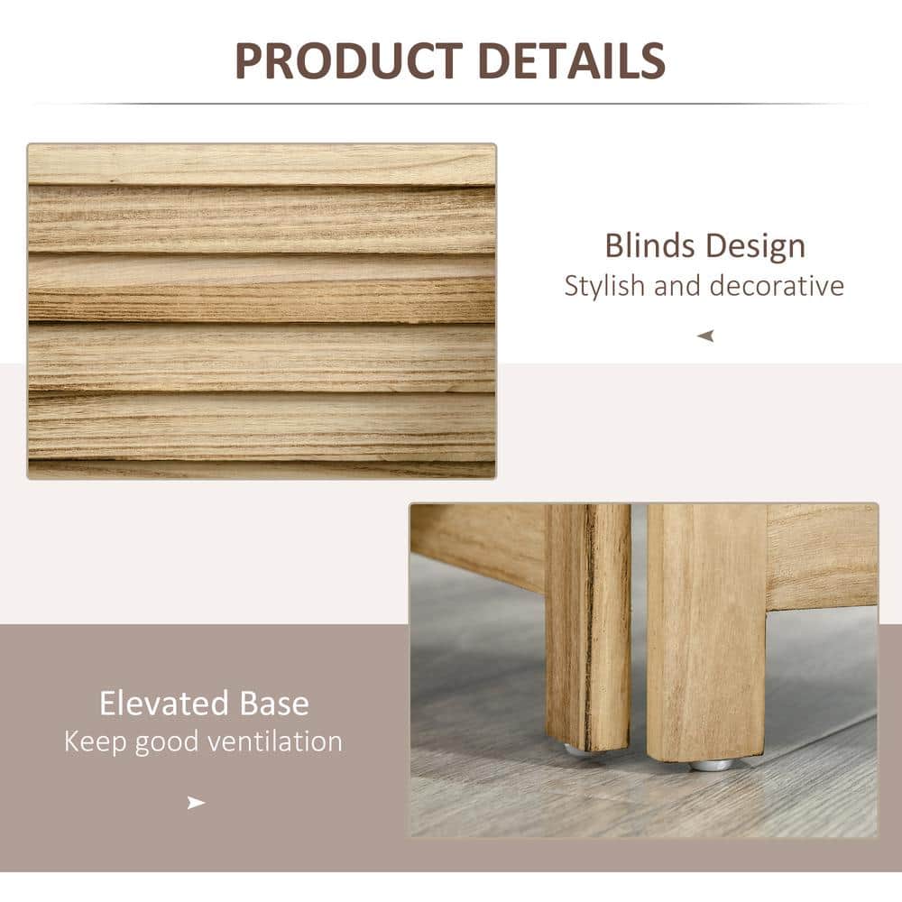 Natural Light Wood 4-Panel Folding Room Divider with Shelves