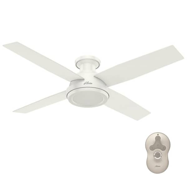 Hunter Dempsey 52 In Low Profile No Light Indoor Fresh White Ceiling Fan With Remote 59248 - Modern Ceiling Fan No Light Low Profile