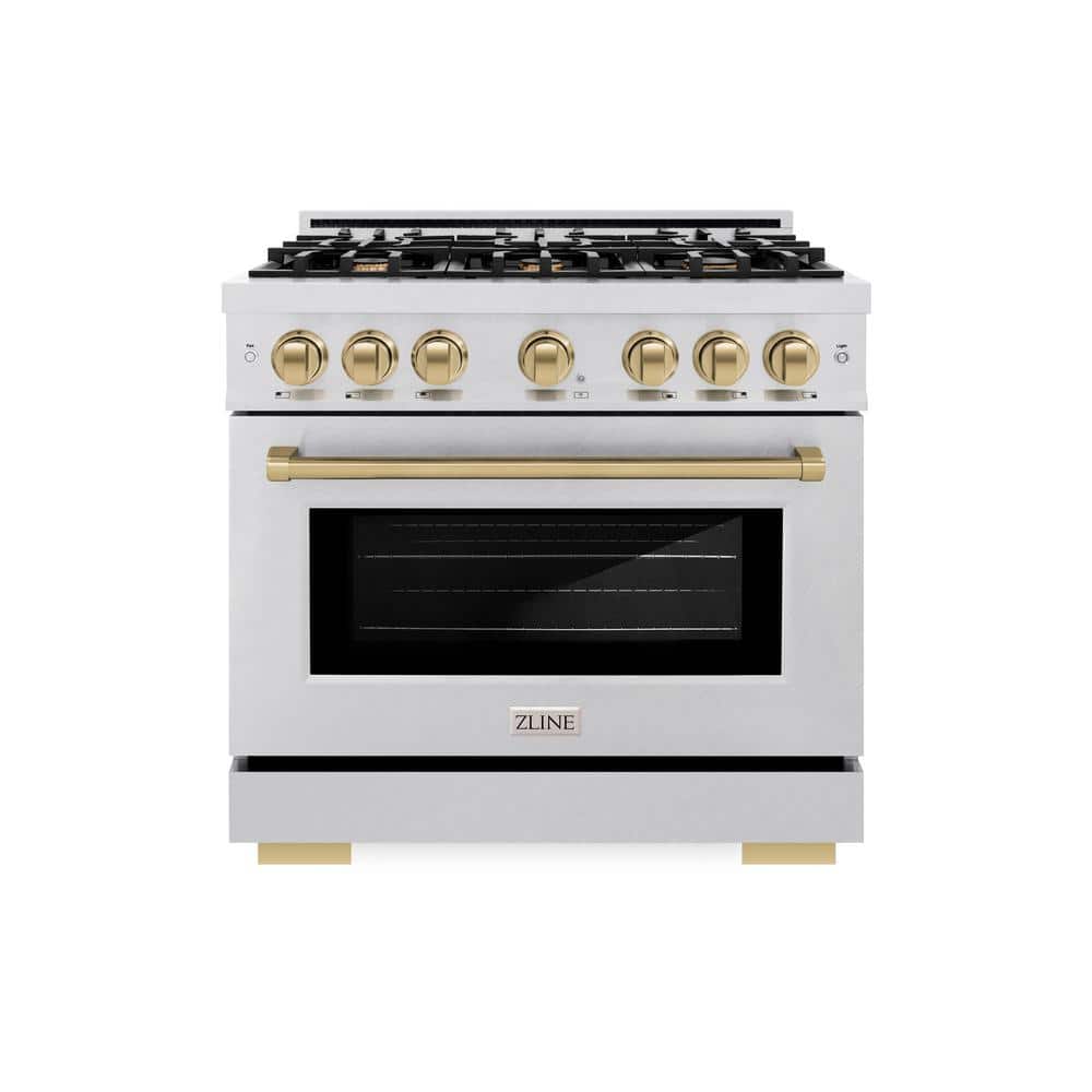 Autograph 36 in. Select Gas Range with 6 Burners and Convection Gas Oven in Satin Steel and Champagne Bronze Accents price history on PriceWatchPro