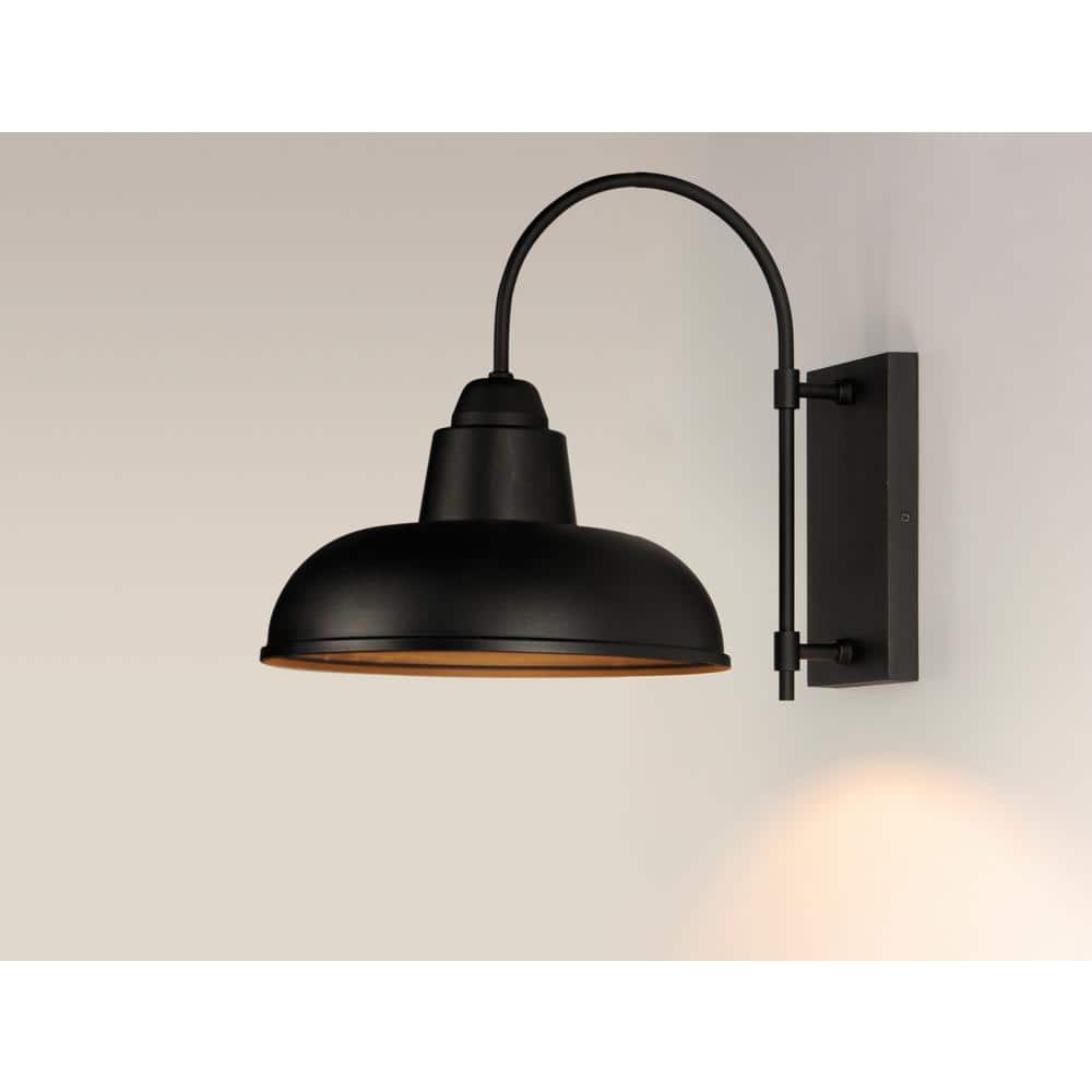 Black Industrial Outdoor Wall Sconce with Nylon Shade