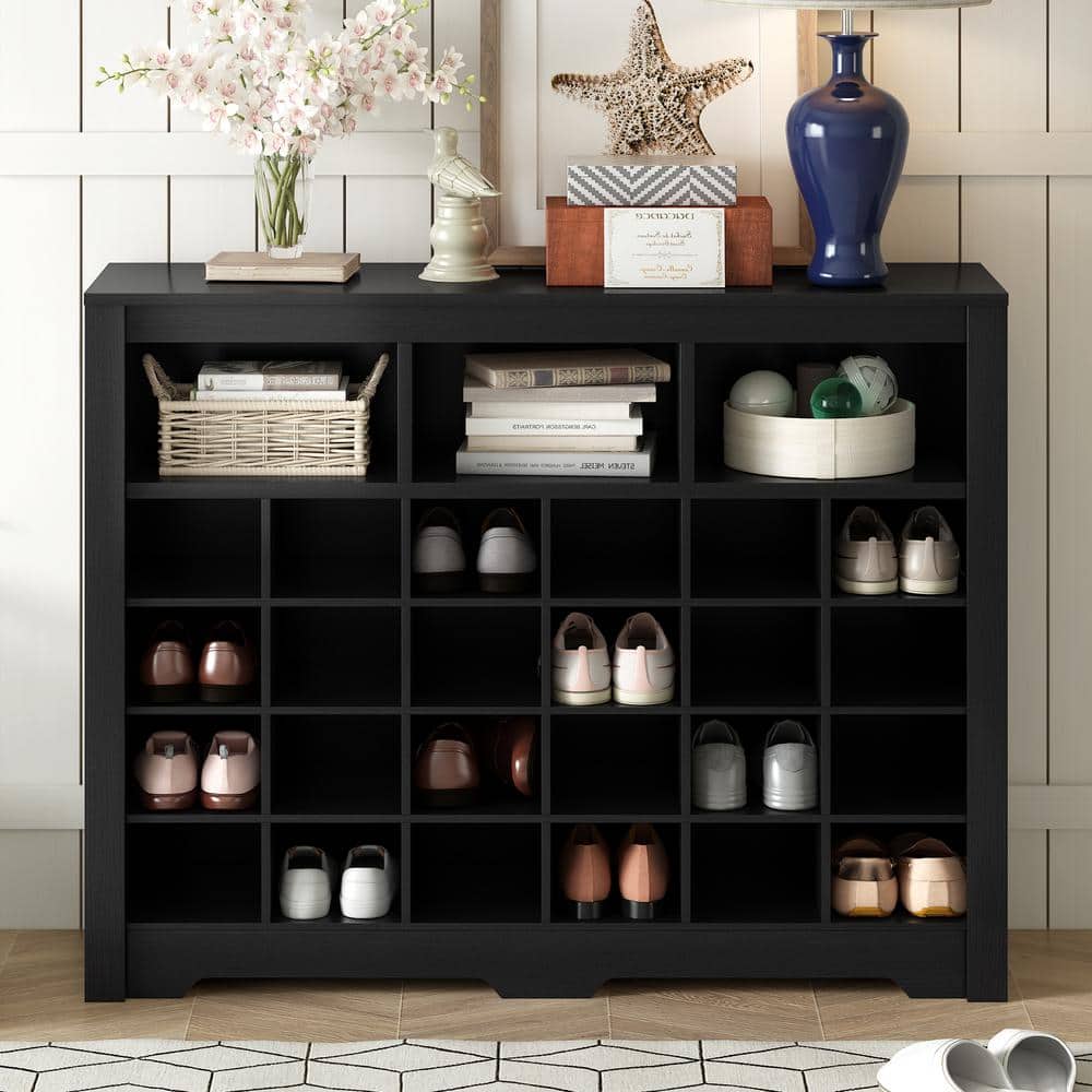 Modern 47.2 in. H x 31.5 in. W Wood Shoe Storage Cabinet with 2 Flip Drawer