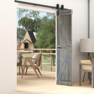 K Style 42 in. x 84 in. Aged Barrel Finished Solid Wood Bi-Fold Barn Door With Hardware Kit -Assembly Needed