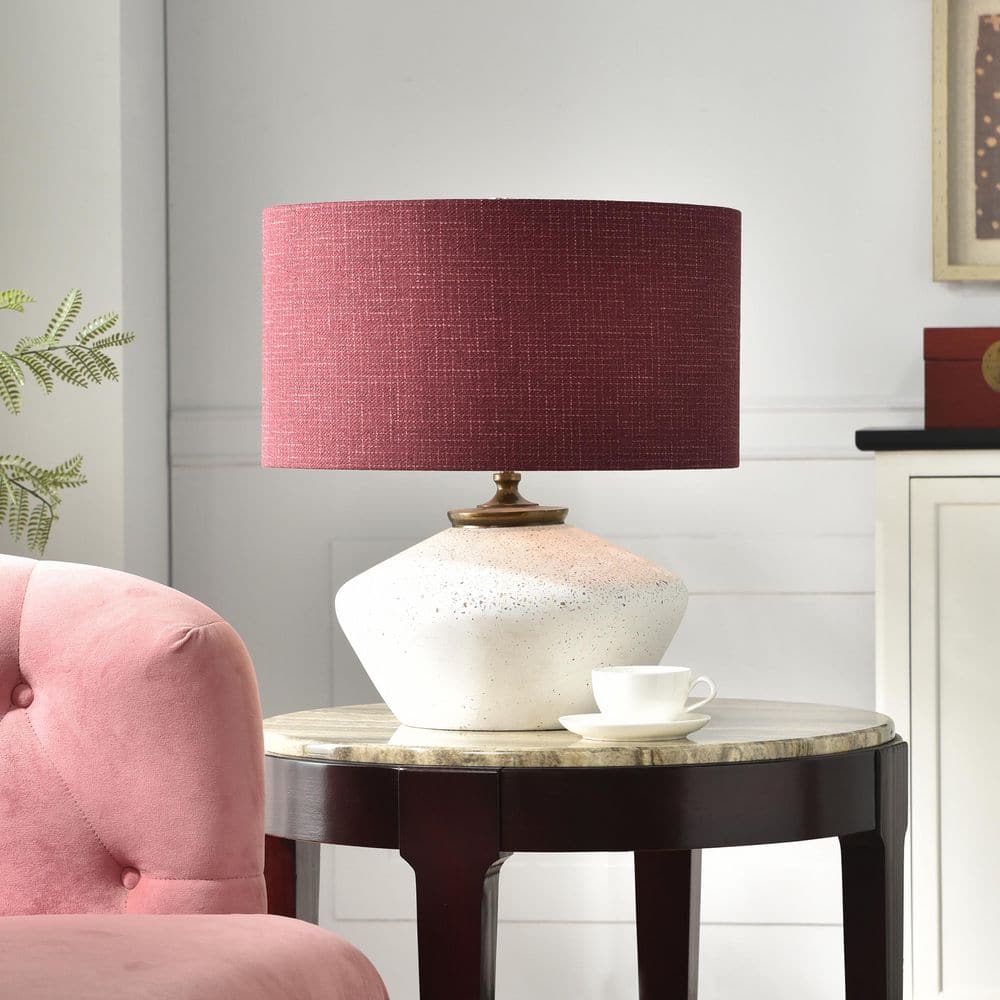 Gwendolyn 18 in. White Table Lamp with Red Linen Shade price history on PriceWatchPro