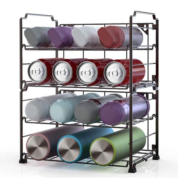 AULEDIO 2-Pack 2-Tier Adjustable Bronze Water Bottle Organizer Holder, Stackable Spice Can Rack
