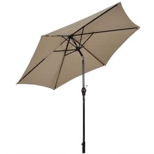10 ft. Metal Market Solar Tilt Patio Umbrella in Tan