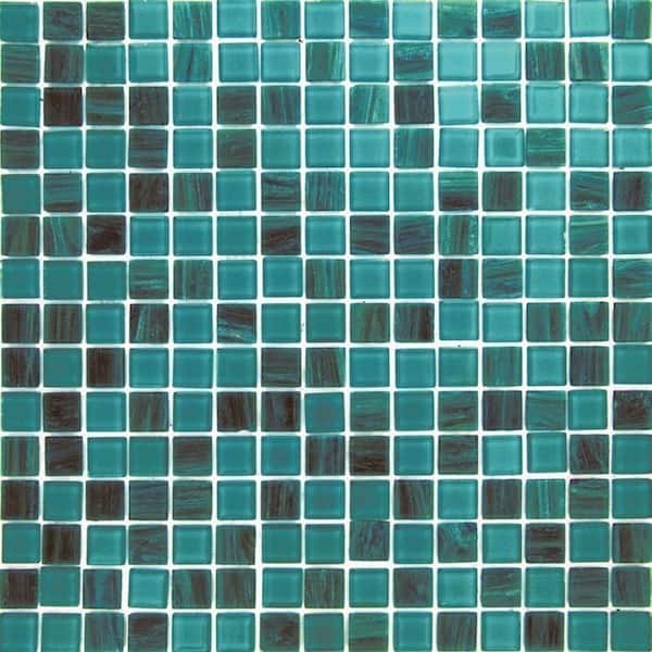 Apollo Tile Mingles 12 in. x 12 in. Glossy Teal Green Glass Mosaic Wall and Floor Tile (20 sq. ft./case) (20-pack)