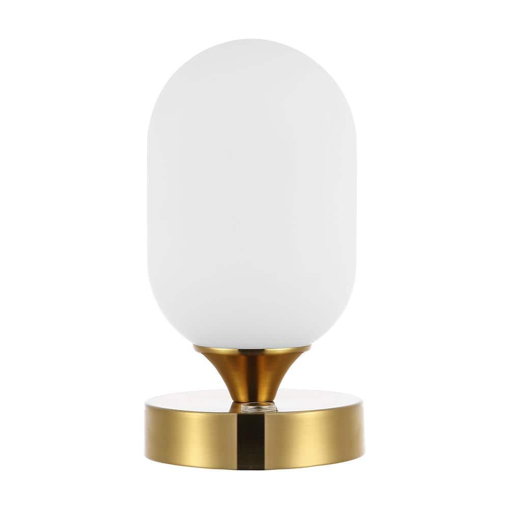 Eli 8" Brass Gold Cordless LED Table Lamp with Frosted Shade