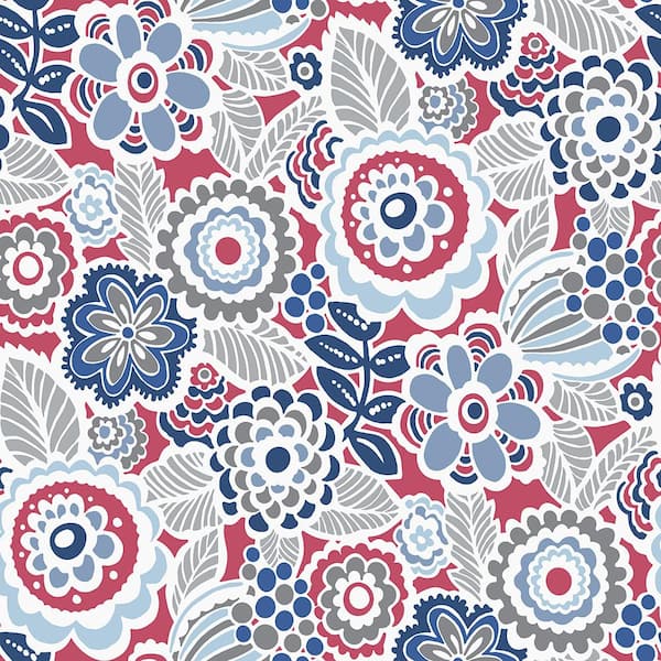 A-Street Prints Lucy Red Floral Red Wallpaper Sample