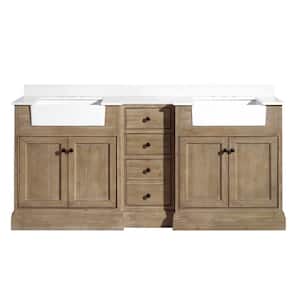 Kelly 72 in. W x 20.5 in. D x 34.5 in. H Bath Vanity in Weathered Fir with White Engineered Stone Top with White Basin
