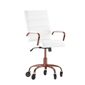 White LeatherSoft/Rose Gold Frame Leather/Faux Leather Office/Desk Chair Table Top Only