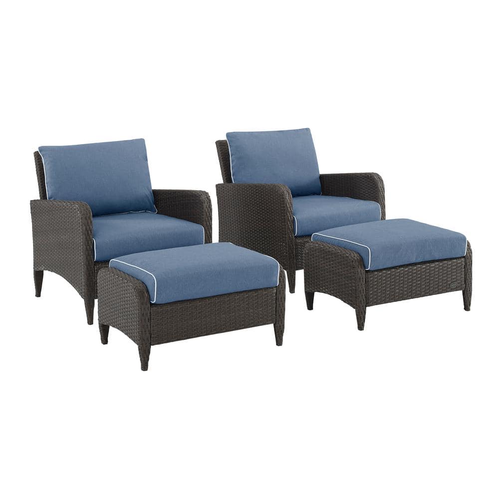 CROSLEY FURNITURE Kiawah 4Piece Wicker Patio Conversation Set with