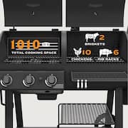 3-Burner Canyon Combo Charcoal and Gas Smoker and Grill in Black