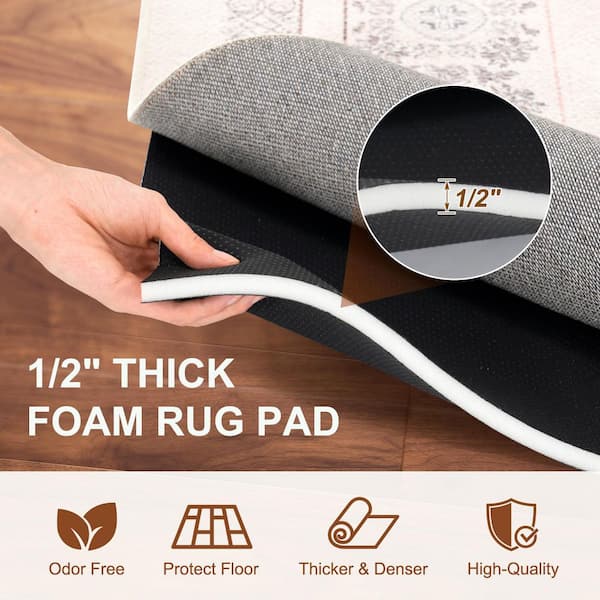 1/2 in. Thick Dual-Surface Protective Cushion Carpet Pad 9 ft. x 6 ft. Rug Pad Carpet Protector Mats for Hardwood Floors