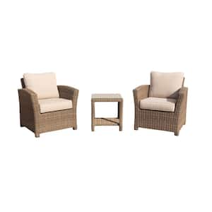 Capri 3-Piece Aluminum Chat Set Includes: 1 End Table and 2 Club Chairs with Cream Cushions